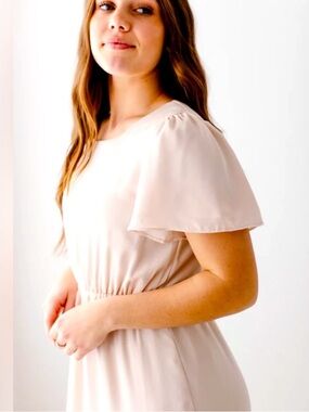 The Main Street Exchange ‘Naomi’  Chiffon Maxi Dress Light Rose Blush Women Sz M